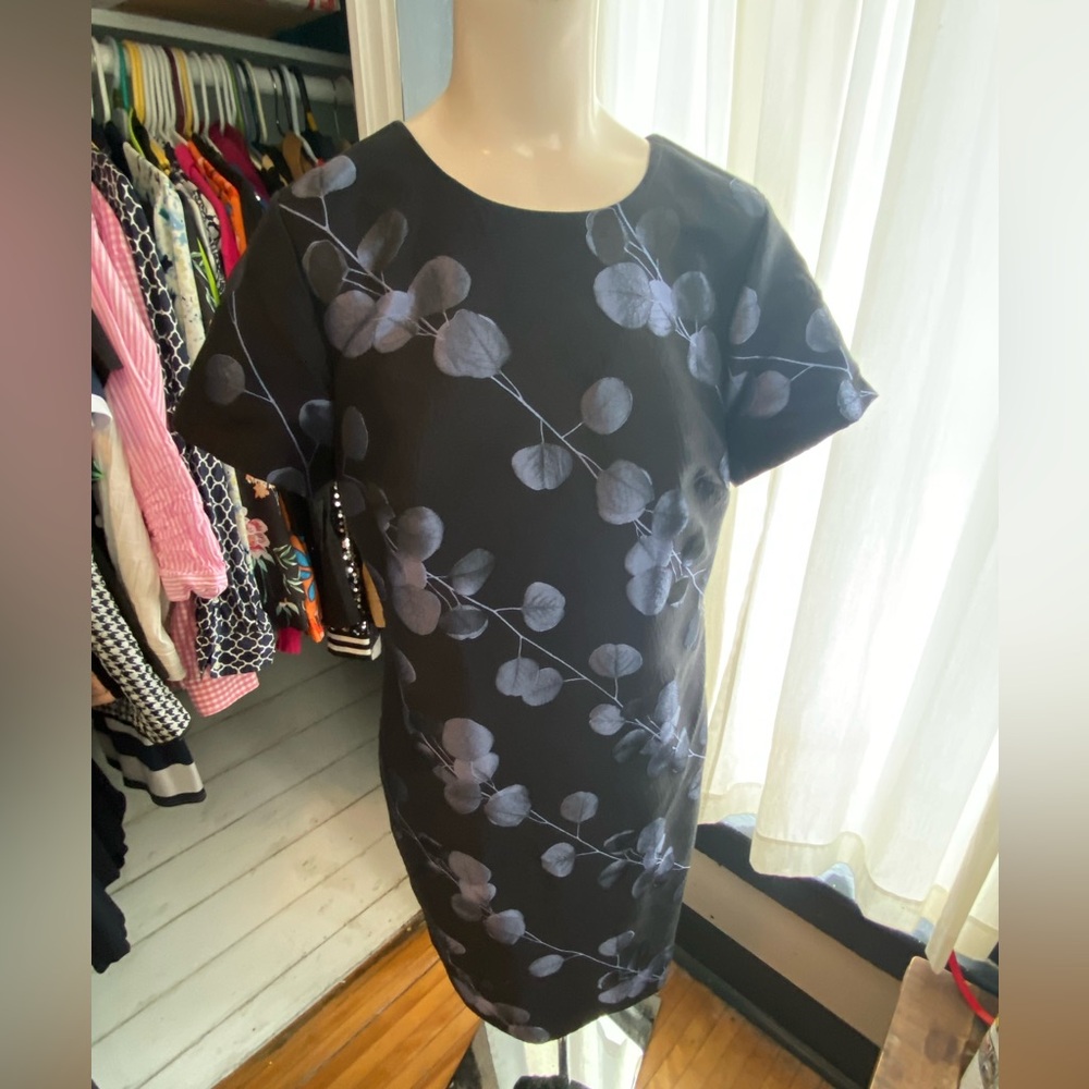 Banana Republic Black Dress with Gray Floral Print